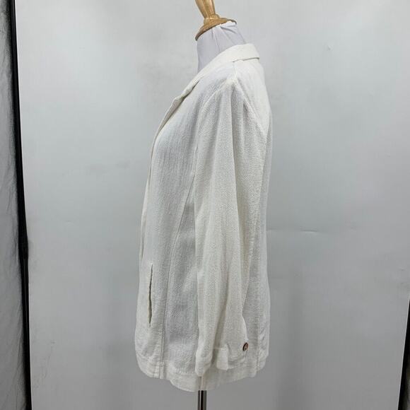 Free People Blazer Womens L Large White Cotton One Button Pockets Notch Collar - Picture 4 of 12